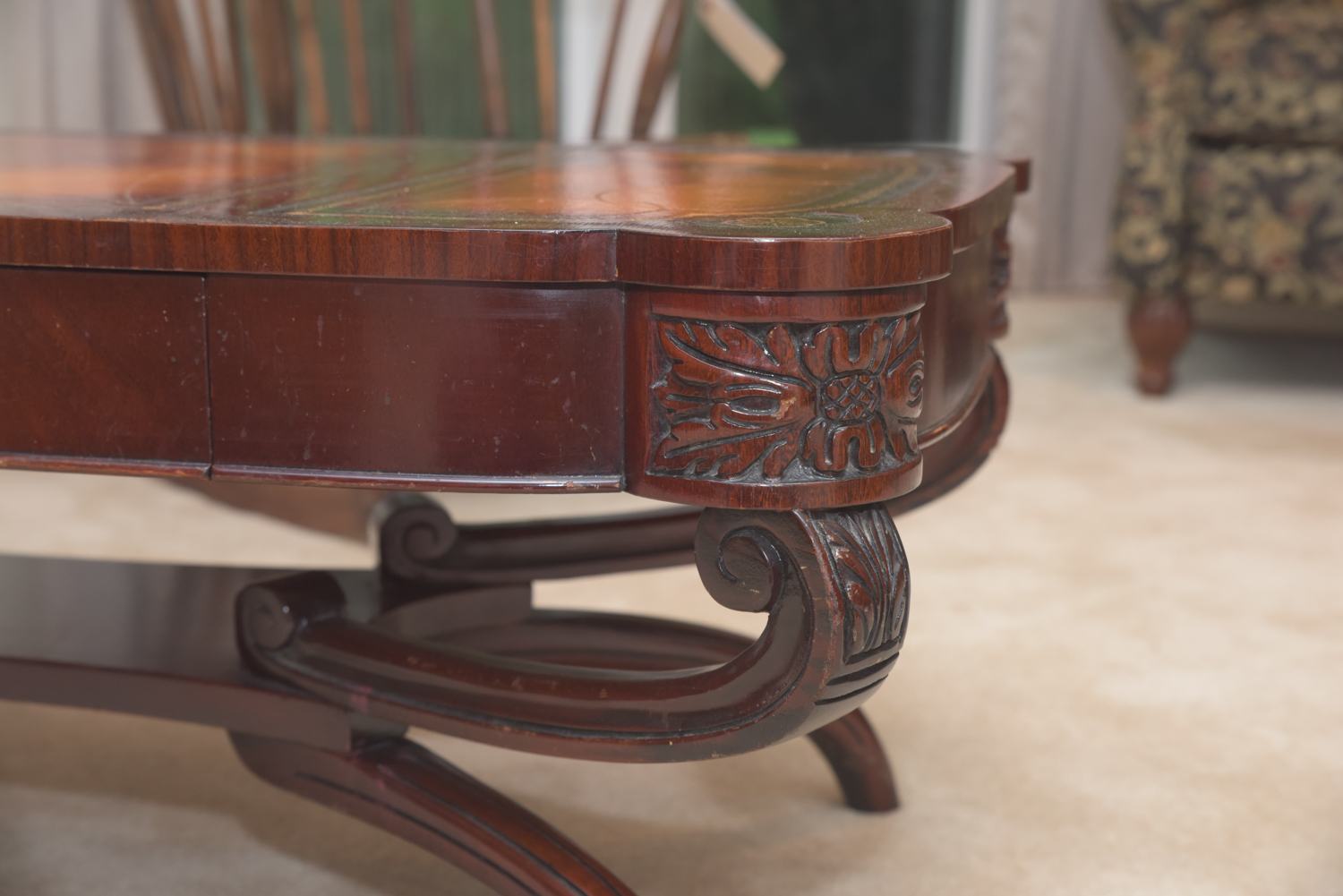 Vintage Leather-Topped Coffee Table