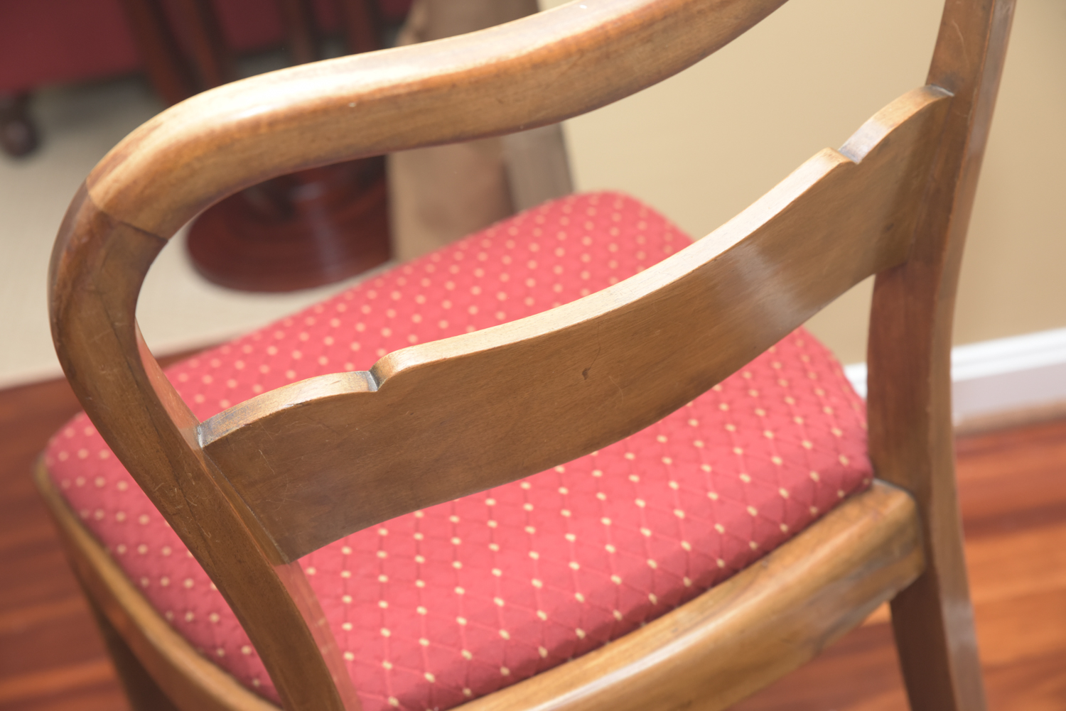 Vintage Wooden Dining Chairs with Upholstered Seats
