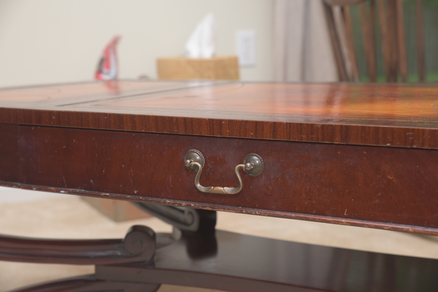 Vintage Leather-Topped Coffee Table