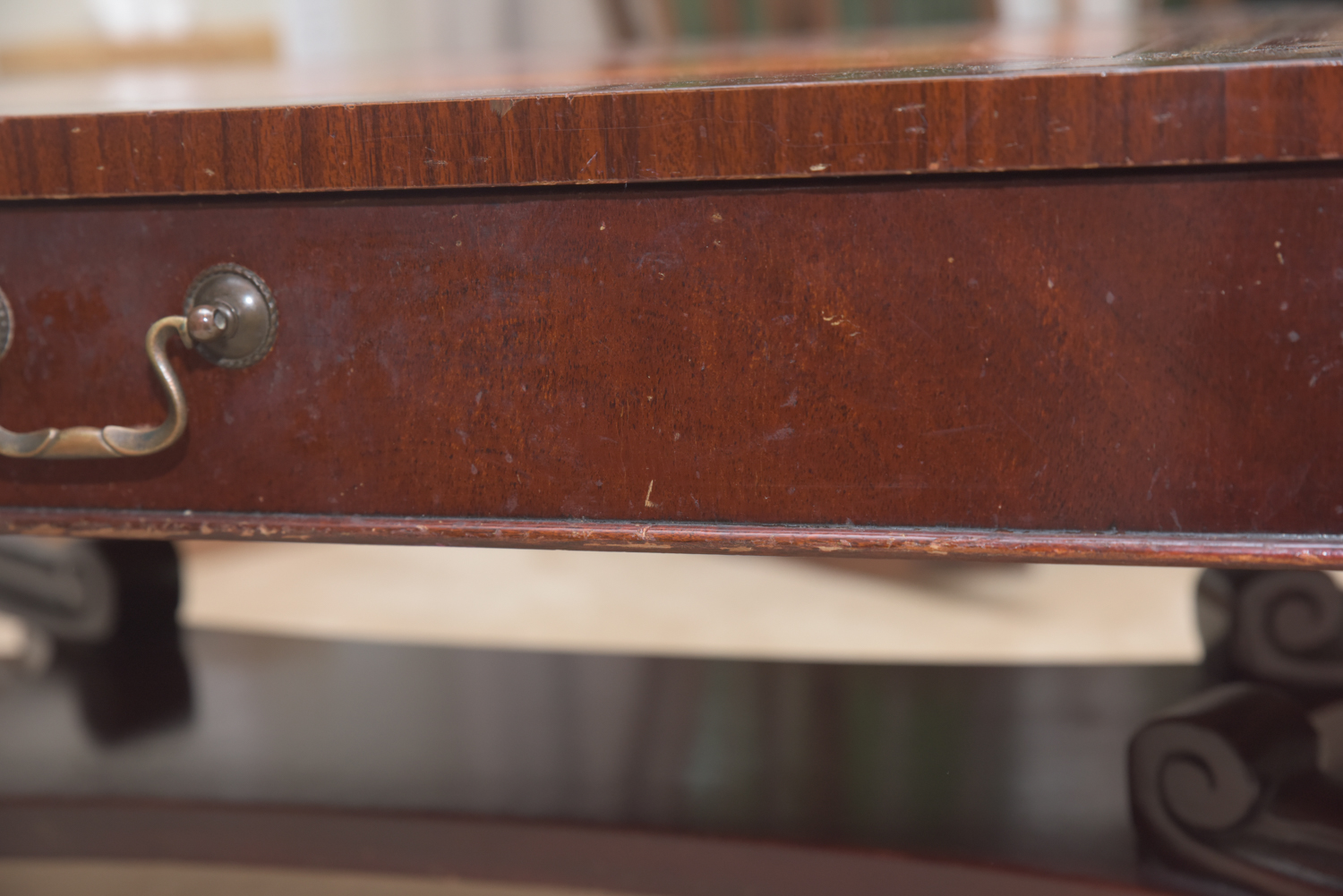 Vintage Leather-Topped Coffee Table