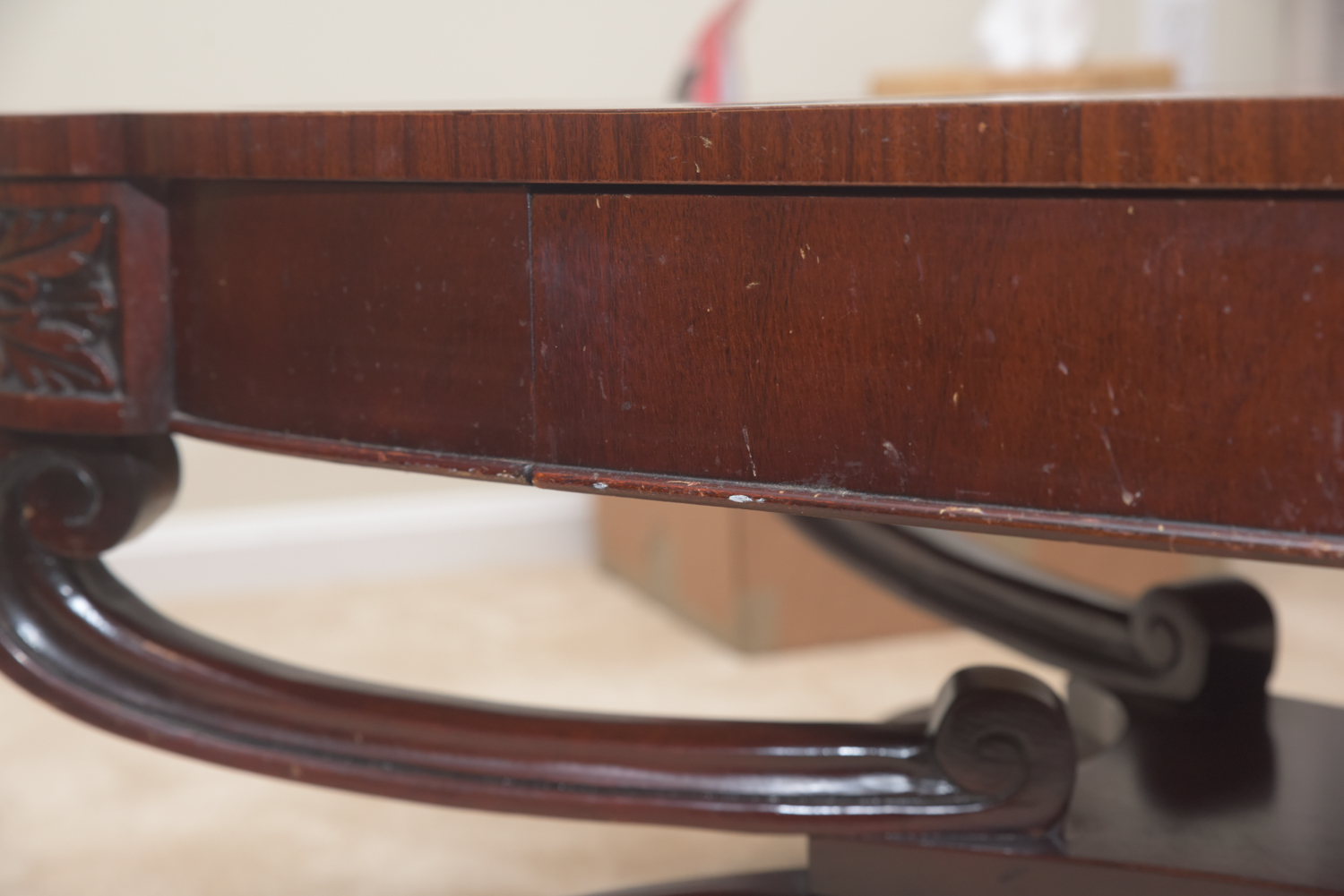 Vintage Leather-Topped Coffee Table