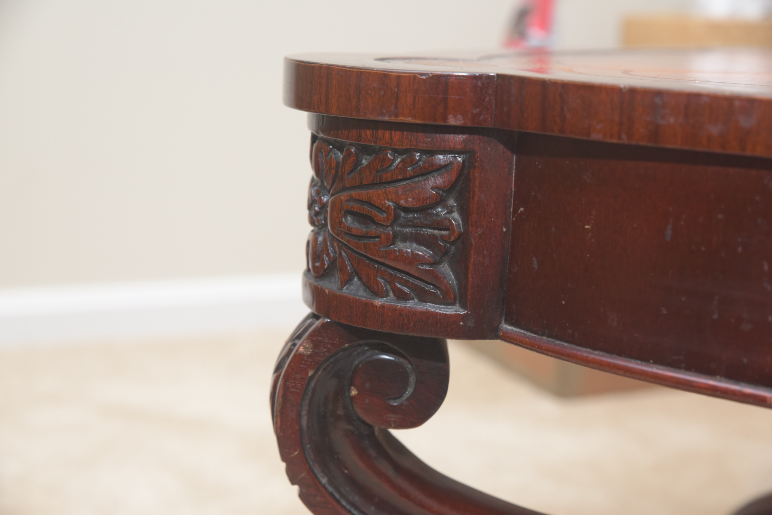 Vintage Leather-Topped Coffee Table