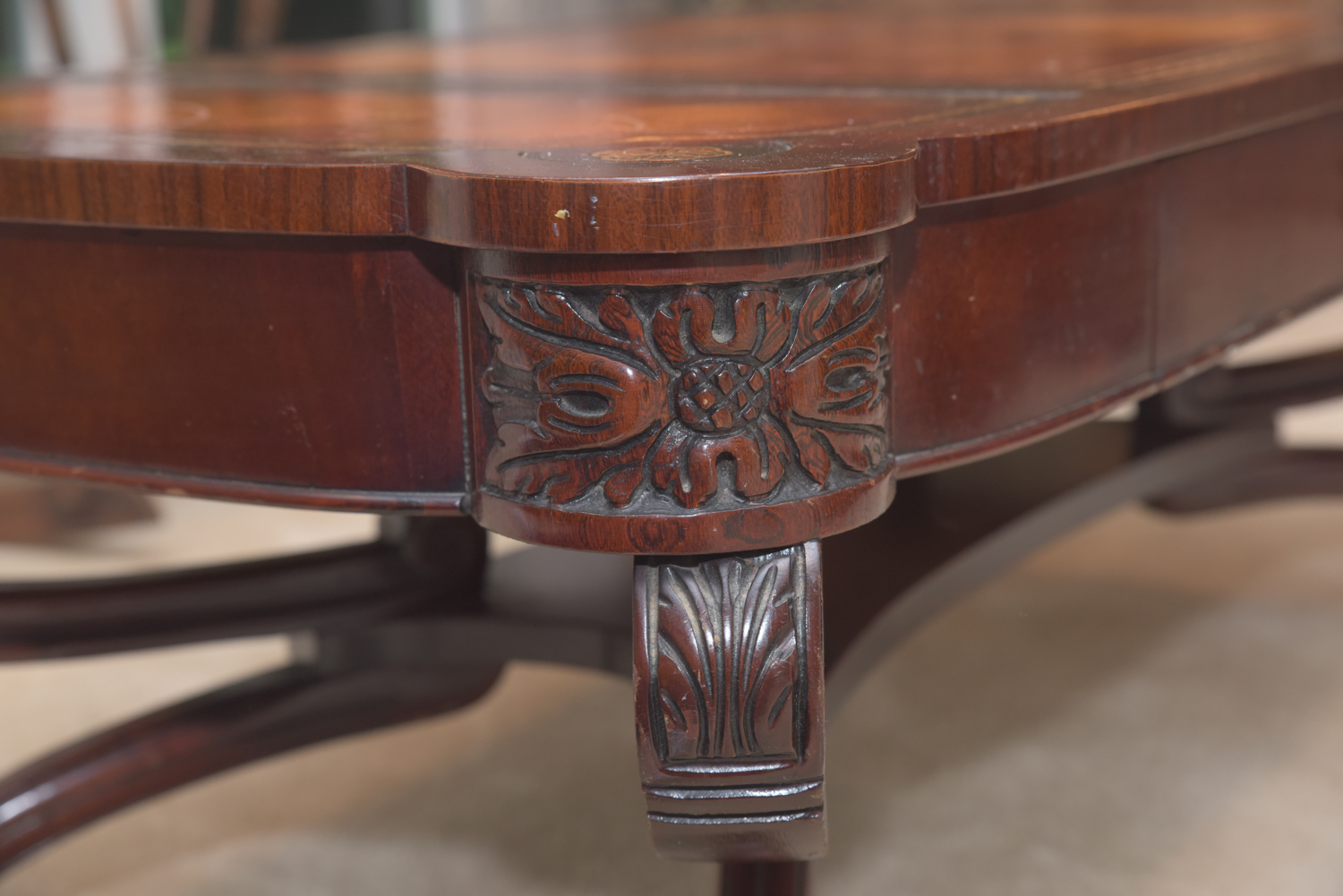 Vintage Leather-Topped Coffee Table