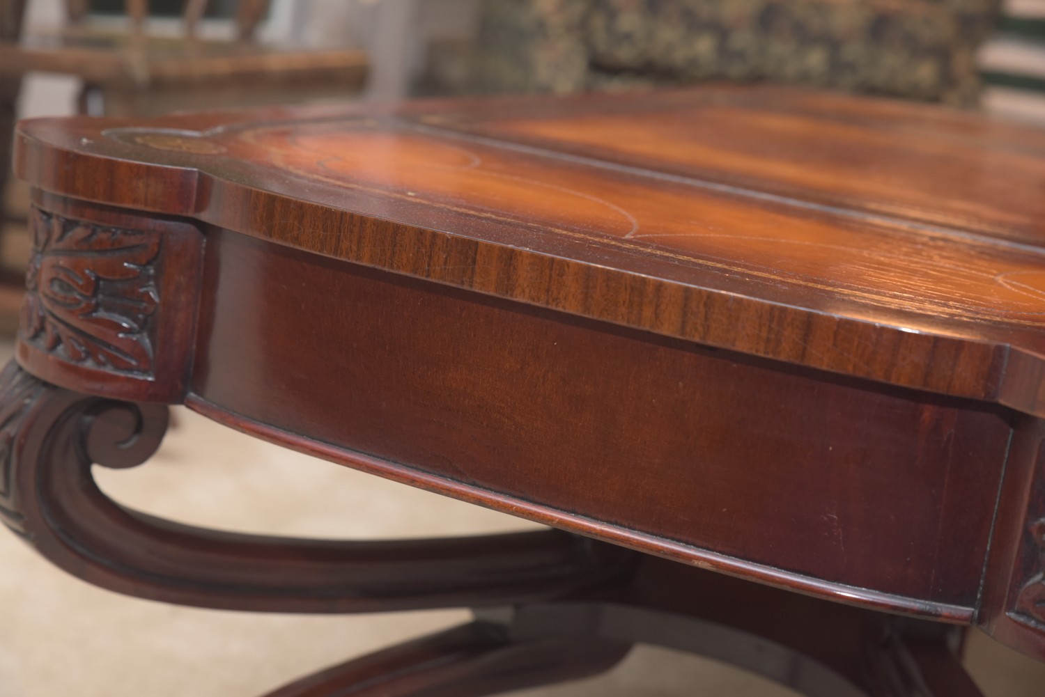 Vintage Leather-Topped Coffee Table
