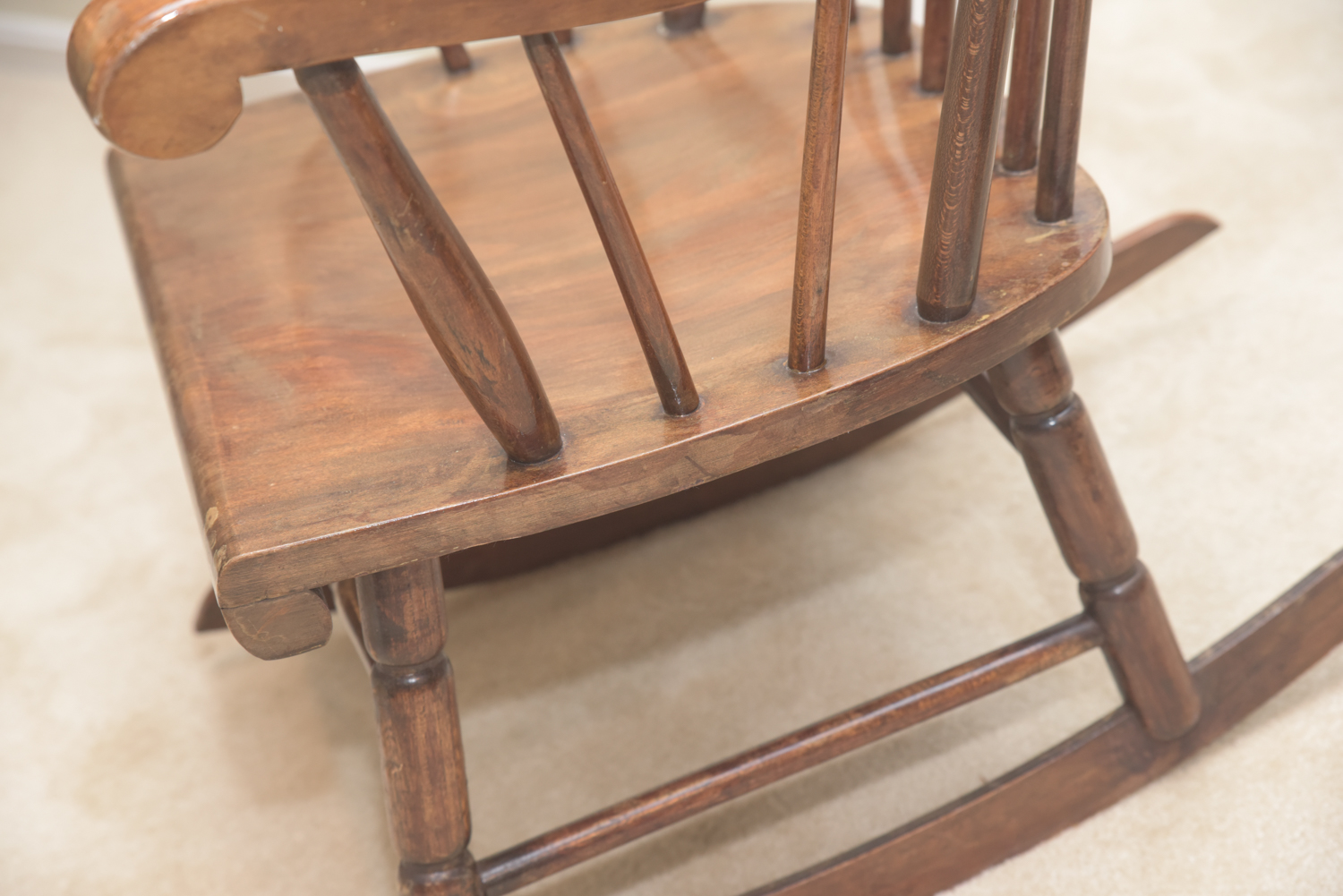 Vintage Wooden Spindle Back Rocking Chair