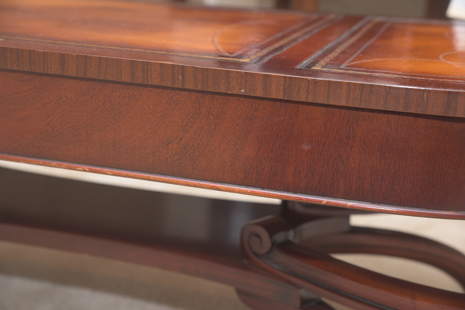 Vintage Leather-Topped Coffee Table