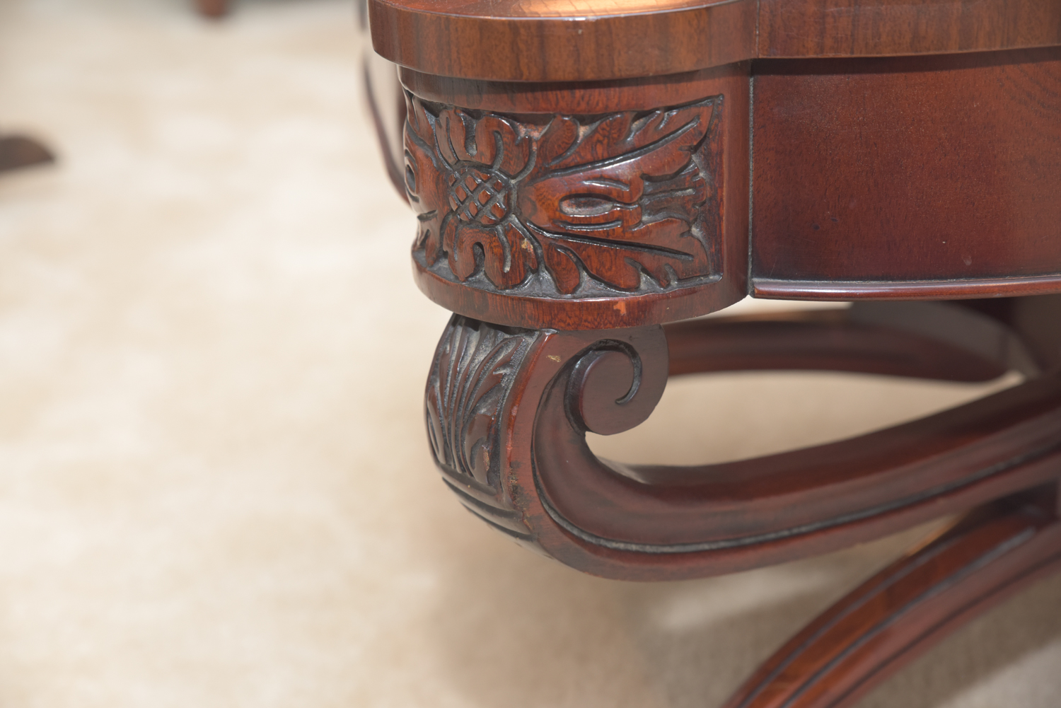Vintage Leather-Topped Coffee Table