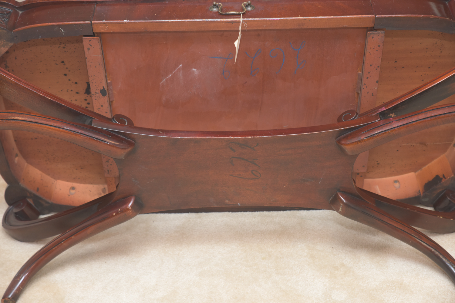 Vintage Leather-Topped Coffee Table