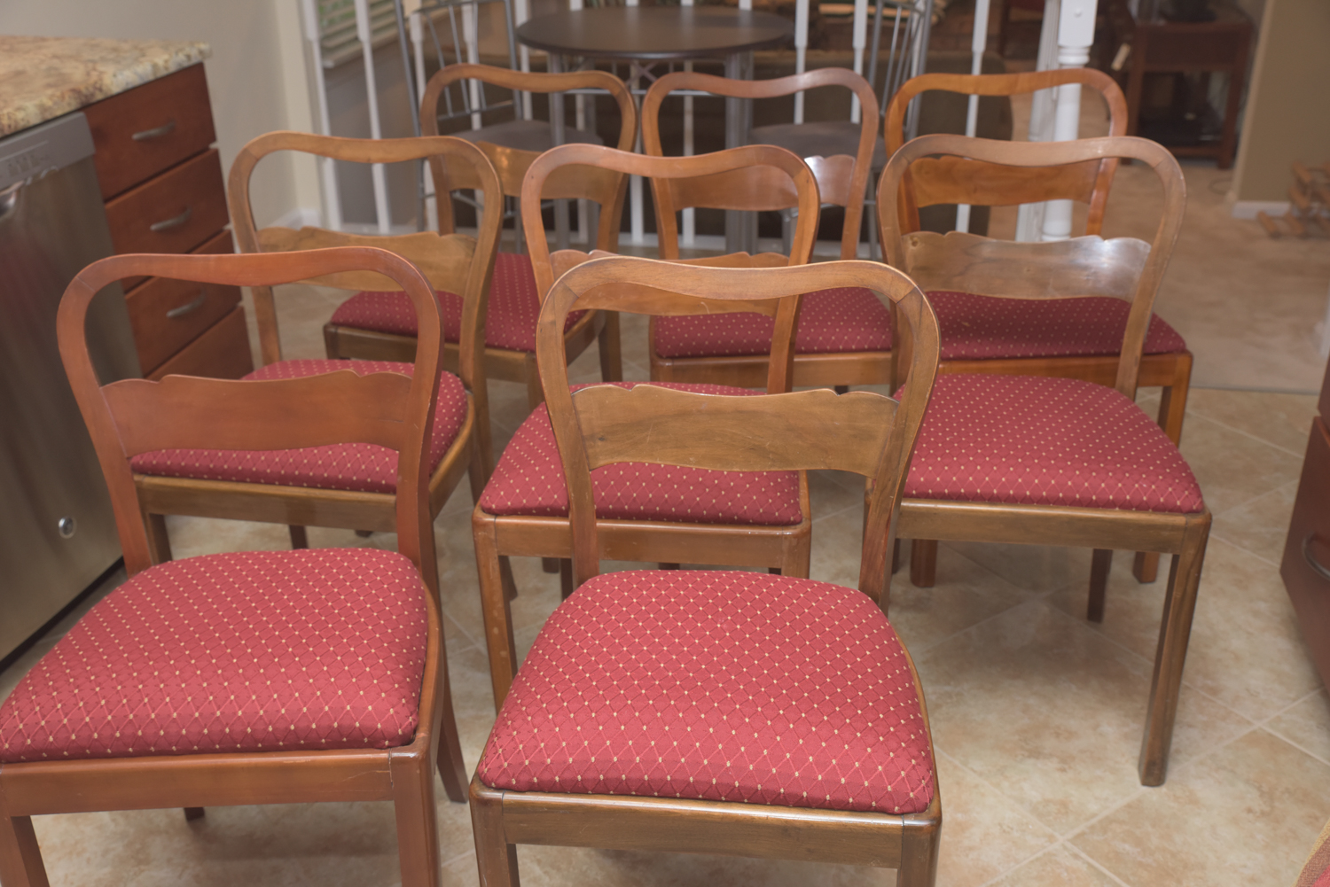 Vintage Wooden Dining Chairs with Upholstered Seats
