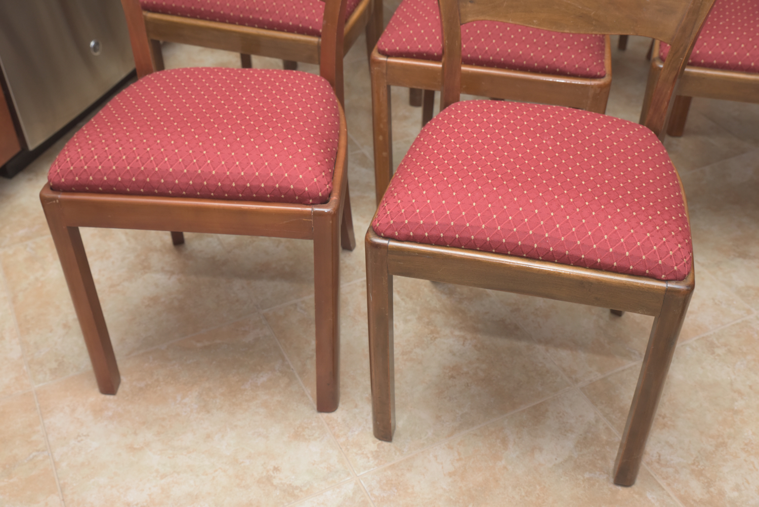 Vintage Wooden Dining Chairs with Upholstered Seats