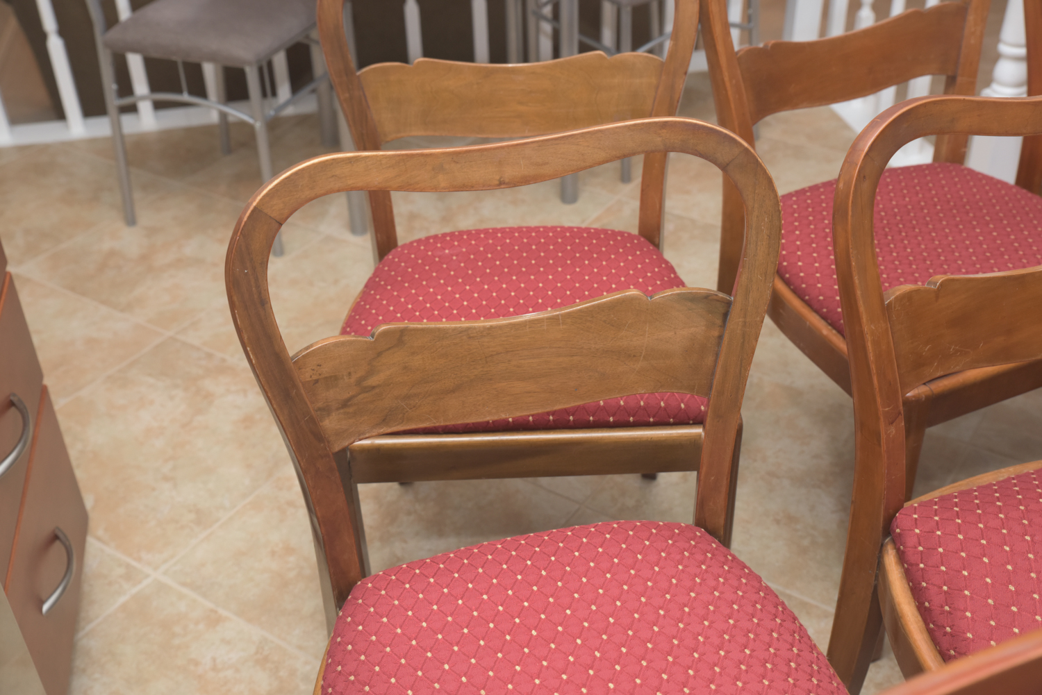 Vintage Wooden Dining Chairs with Upholstered Seats