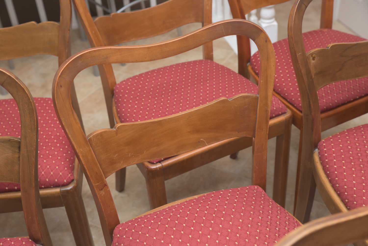 Vintage Wooden Dining Chairs with Upholstered Seats