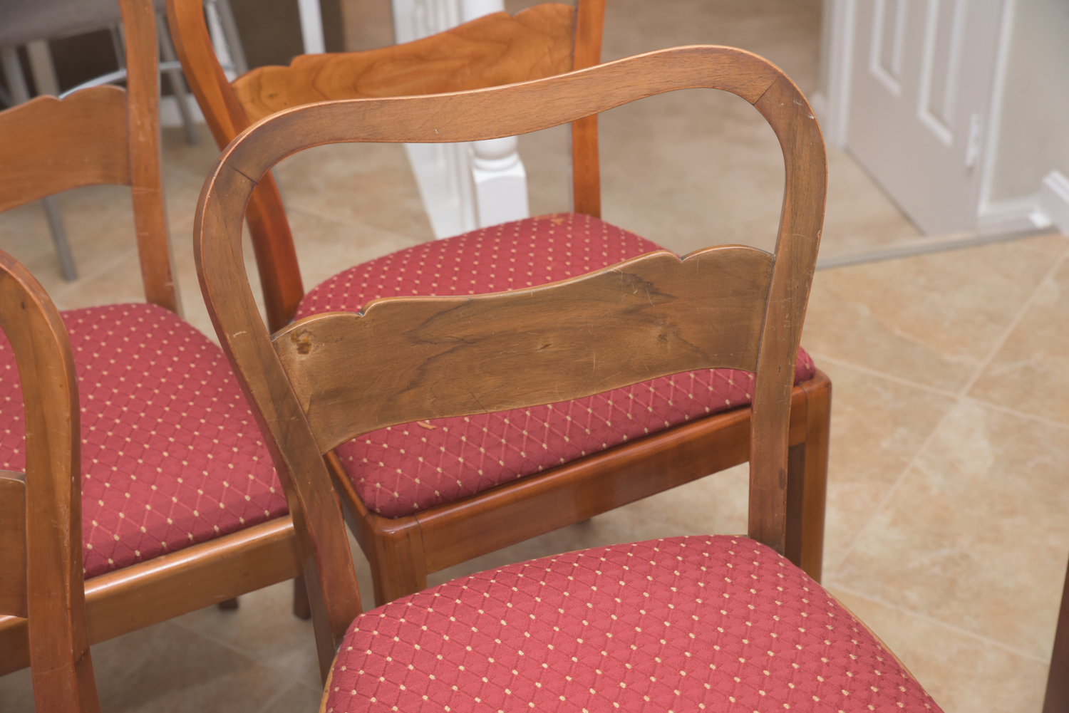 Vintage Wooden Dining Chairs with Upholstered Seats