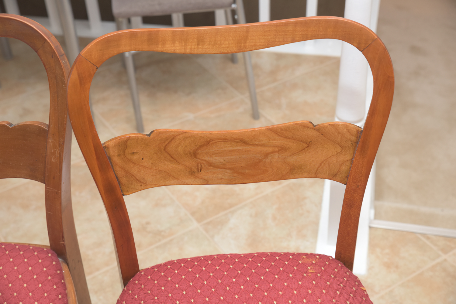 Vintage Wooden Dining Chairs with Upholstered Seats