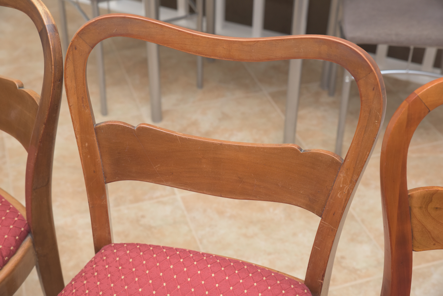 Vintage Wooden Dining Chairs with Upholstered Seats