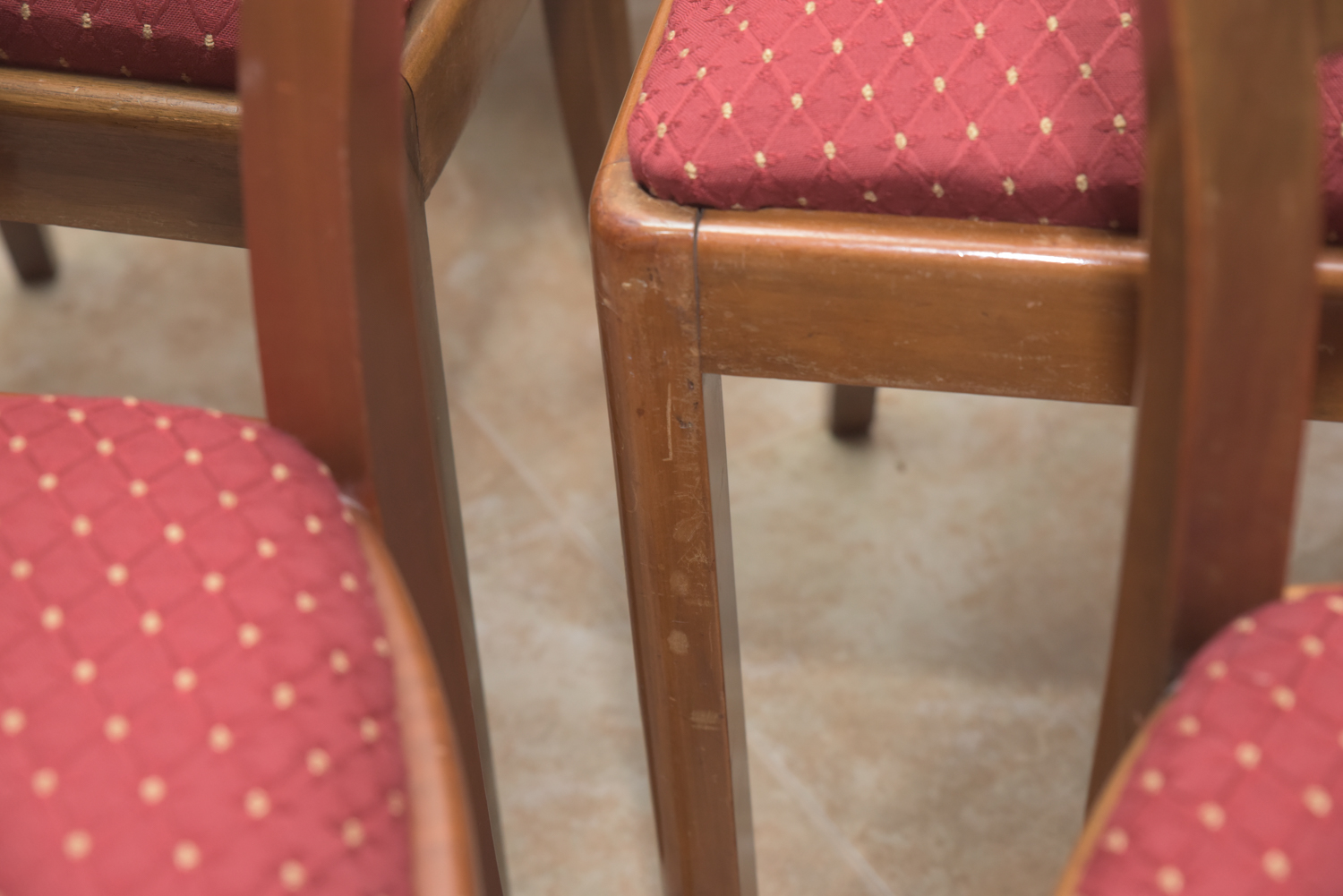 Vintage Wooden Dining Chairs with Upholstered Seats