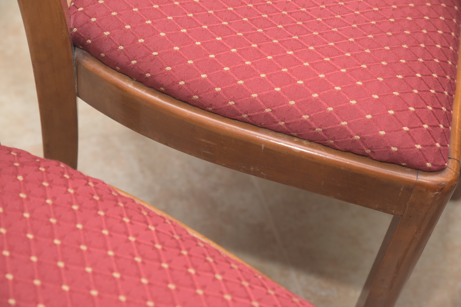 Vintage Wooden Dining Chairs with Upholstered Seats