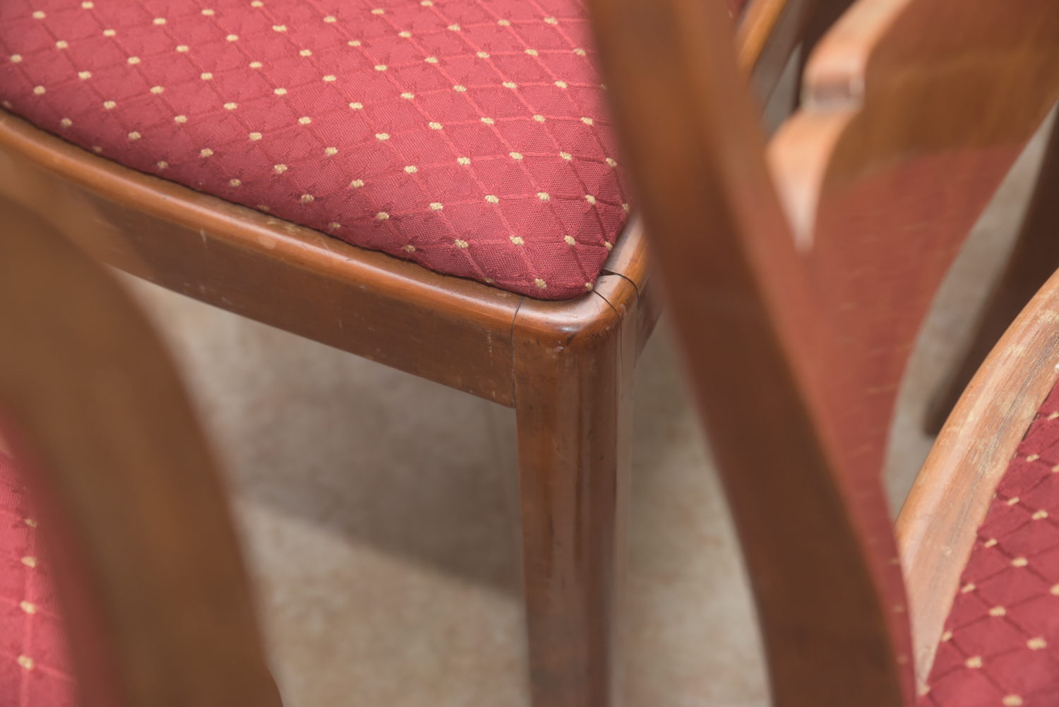 Vintage Wooden Dining Chairs with Upholstered Seats