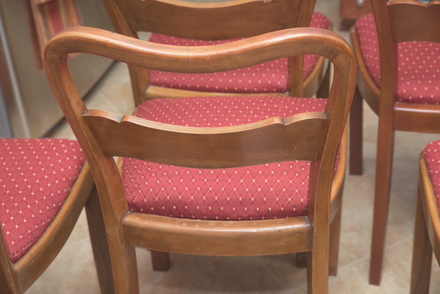 Vintage Wooden Dining Chairs with Upholstered Seats