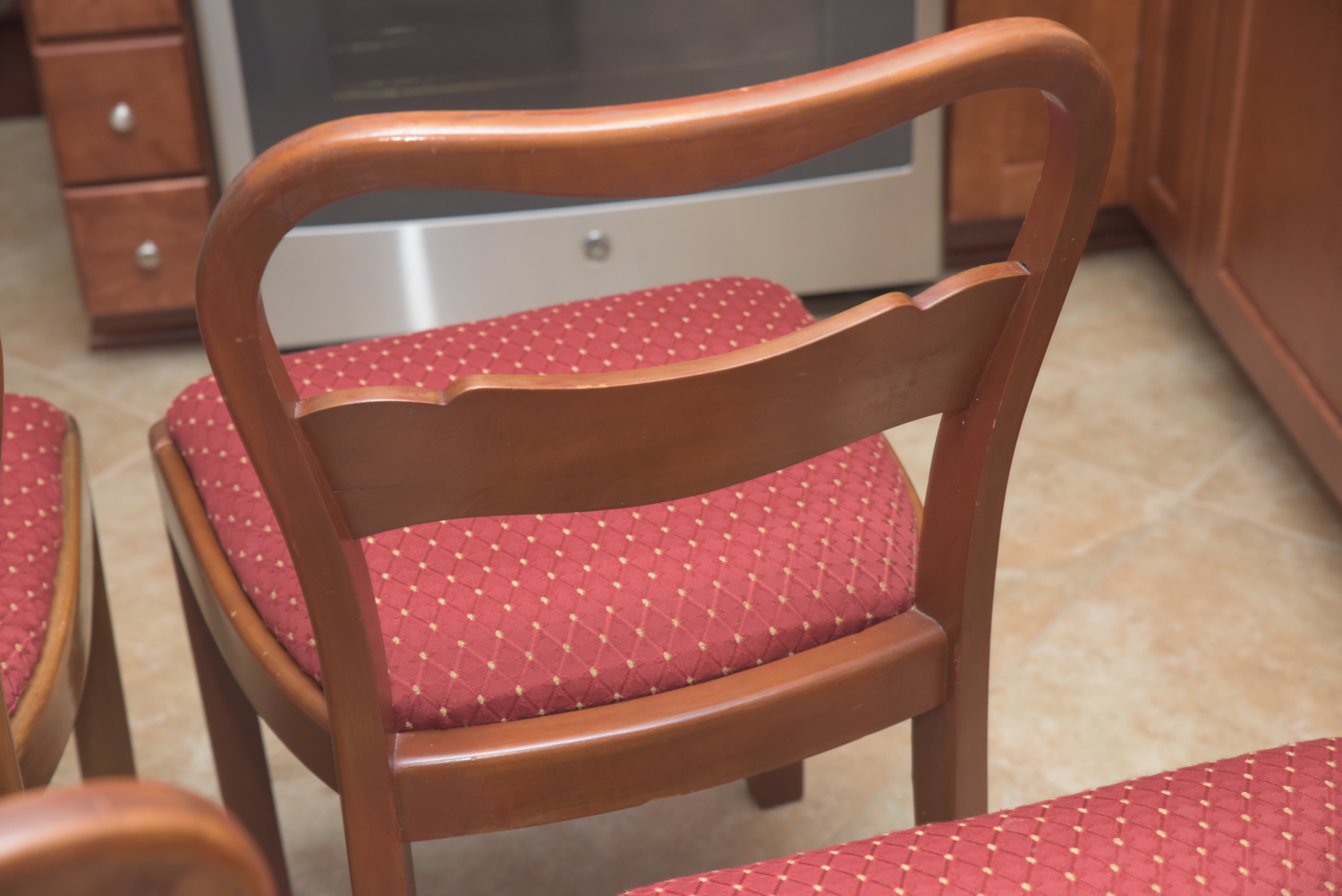 Vintage Wooden Dining Chairs with Upholstered Seats