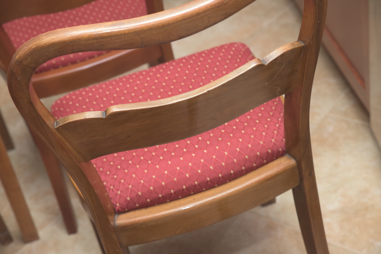 Vintage Wooden Dining Chairs with Upholstered Seats