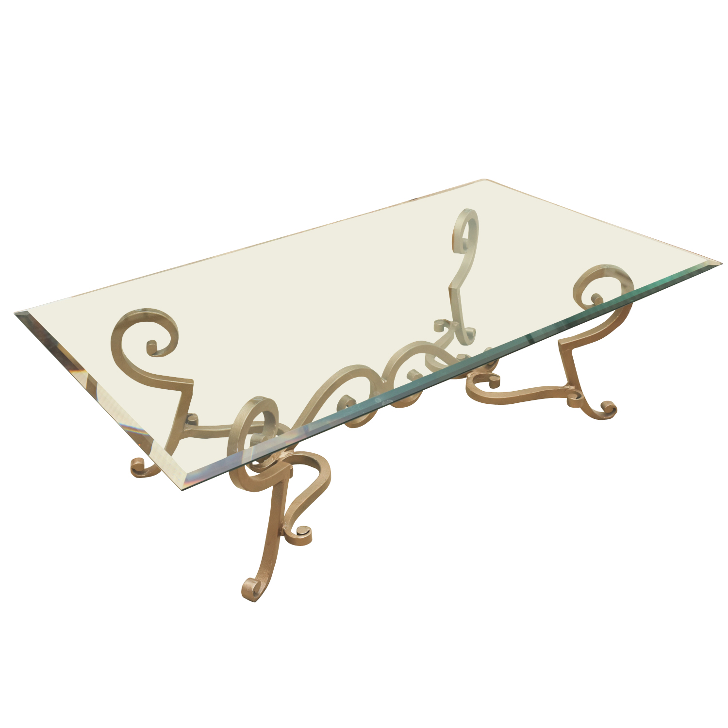 Metal Coffee Table With Beveled Glass Top