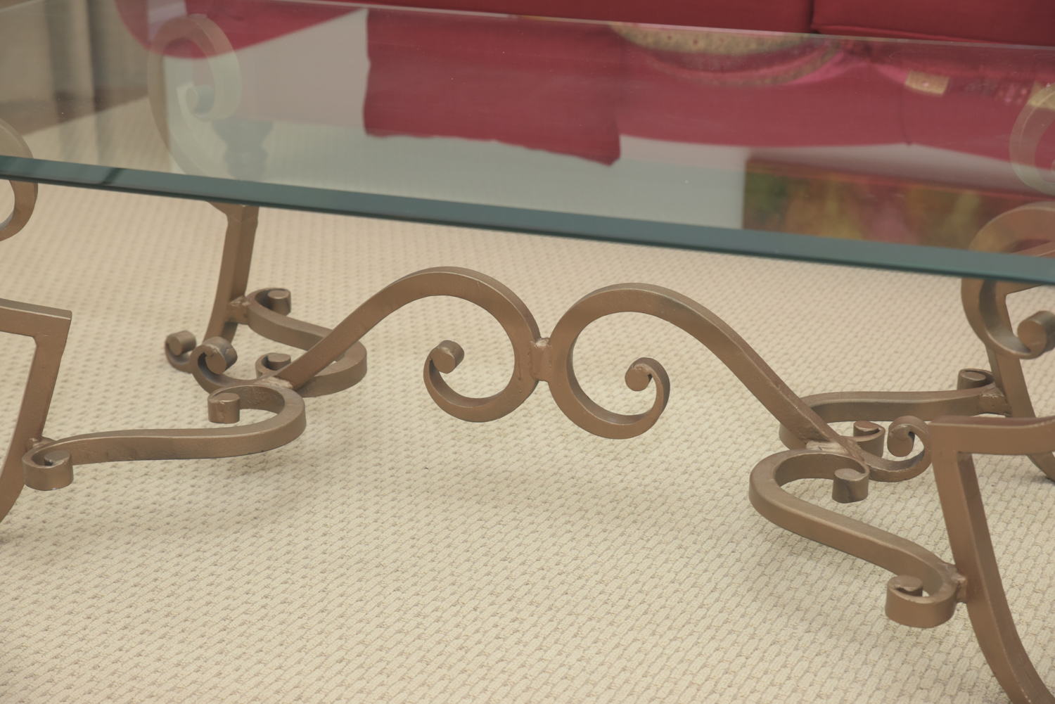 Metal Coffee Table With Beveled Glass Top