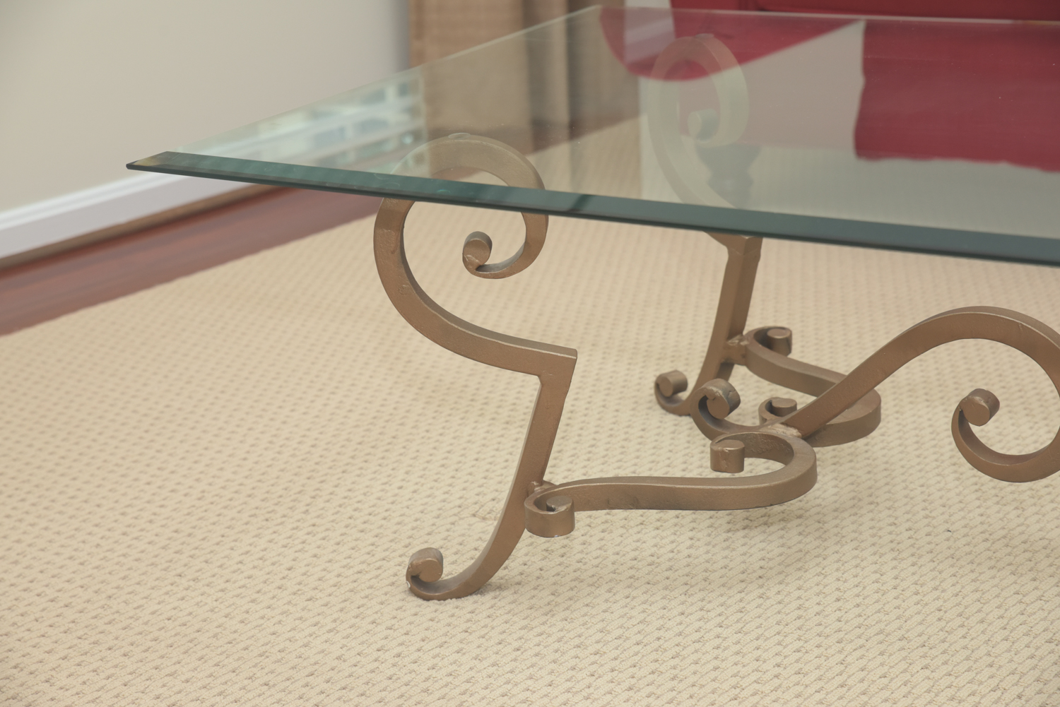 Metal Coffee Table With Beveled Glass Top