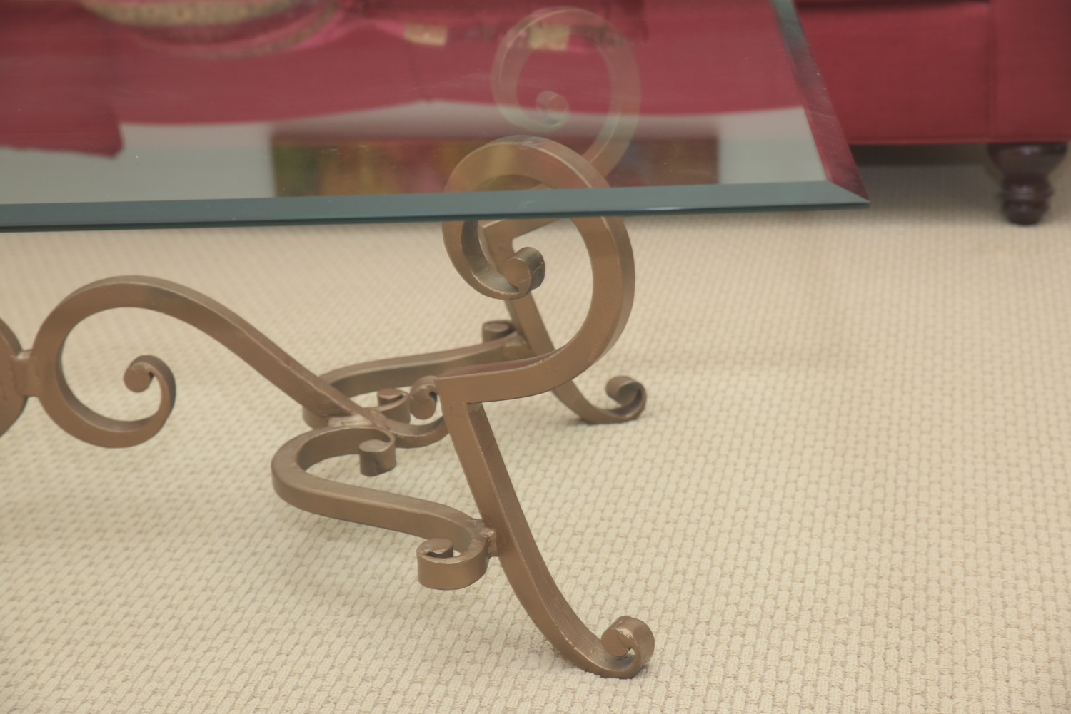 Metal Coffee Table With Beveled Glass Top