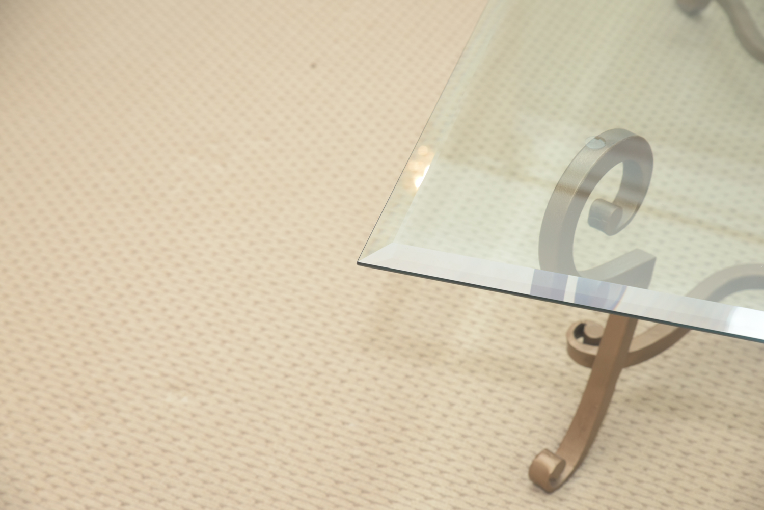 Metal Coffee Table With Beveled Glass Top