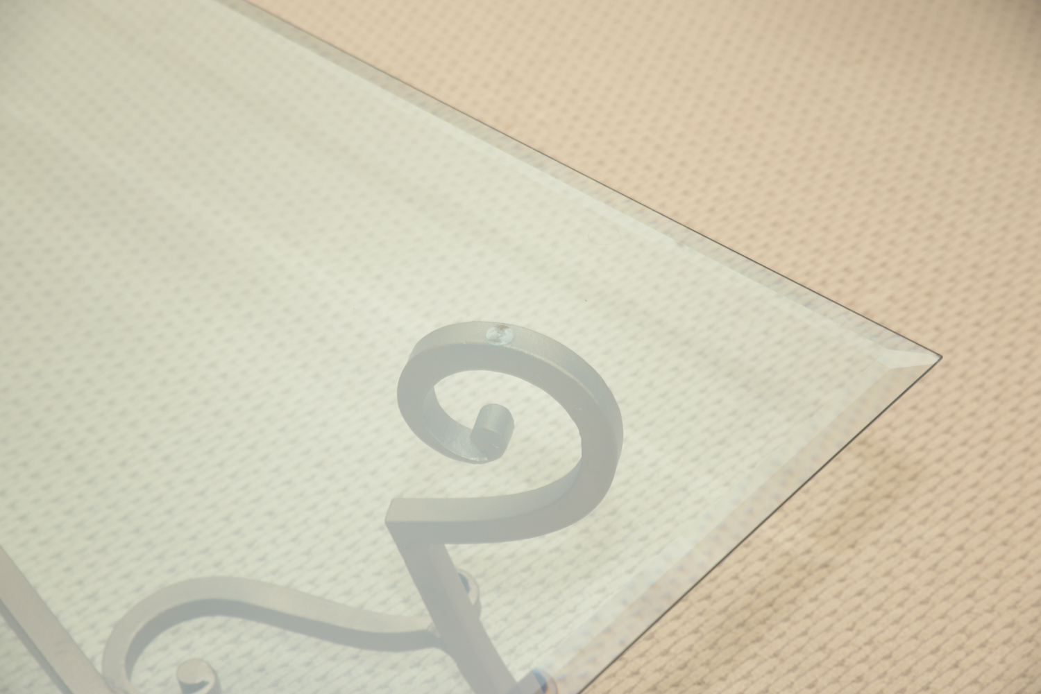 Metal Coffee Table With Beveled Glass Top