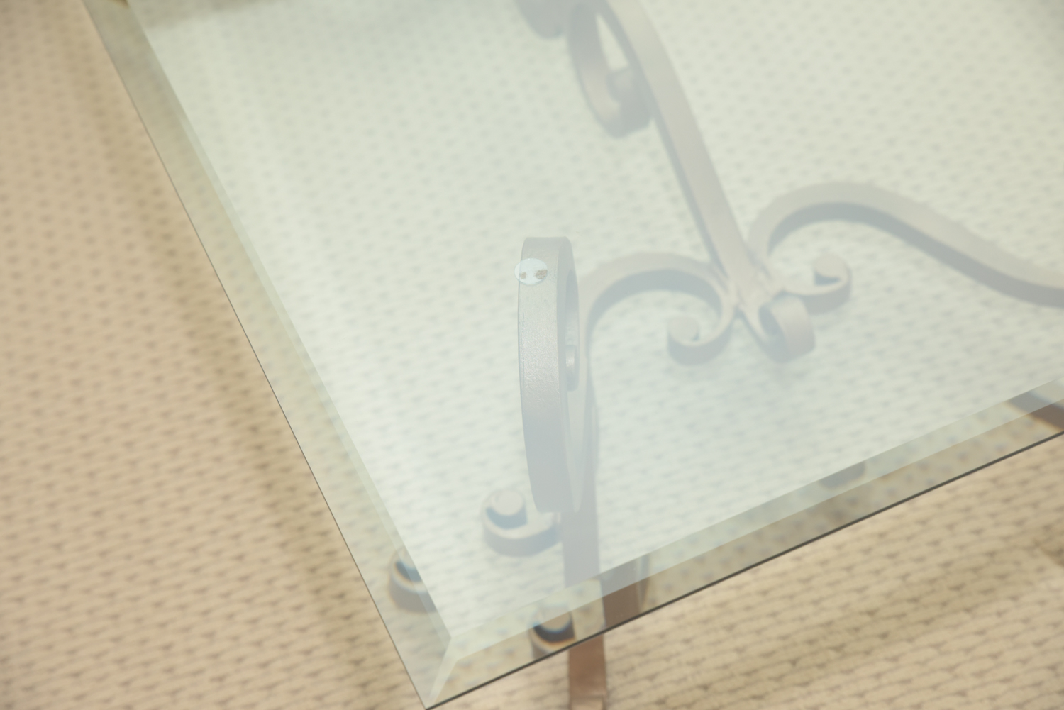 Metal Coffee Table With Beveled Glass Top