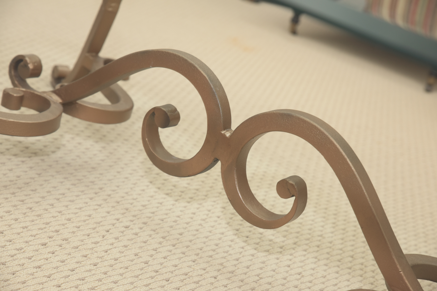 Metal Coffee Table With Beveled Glass Top