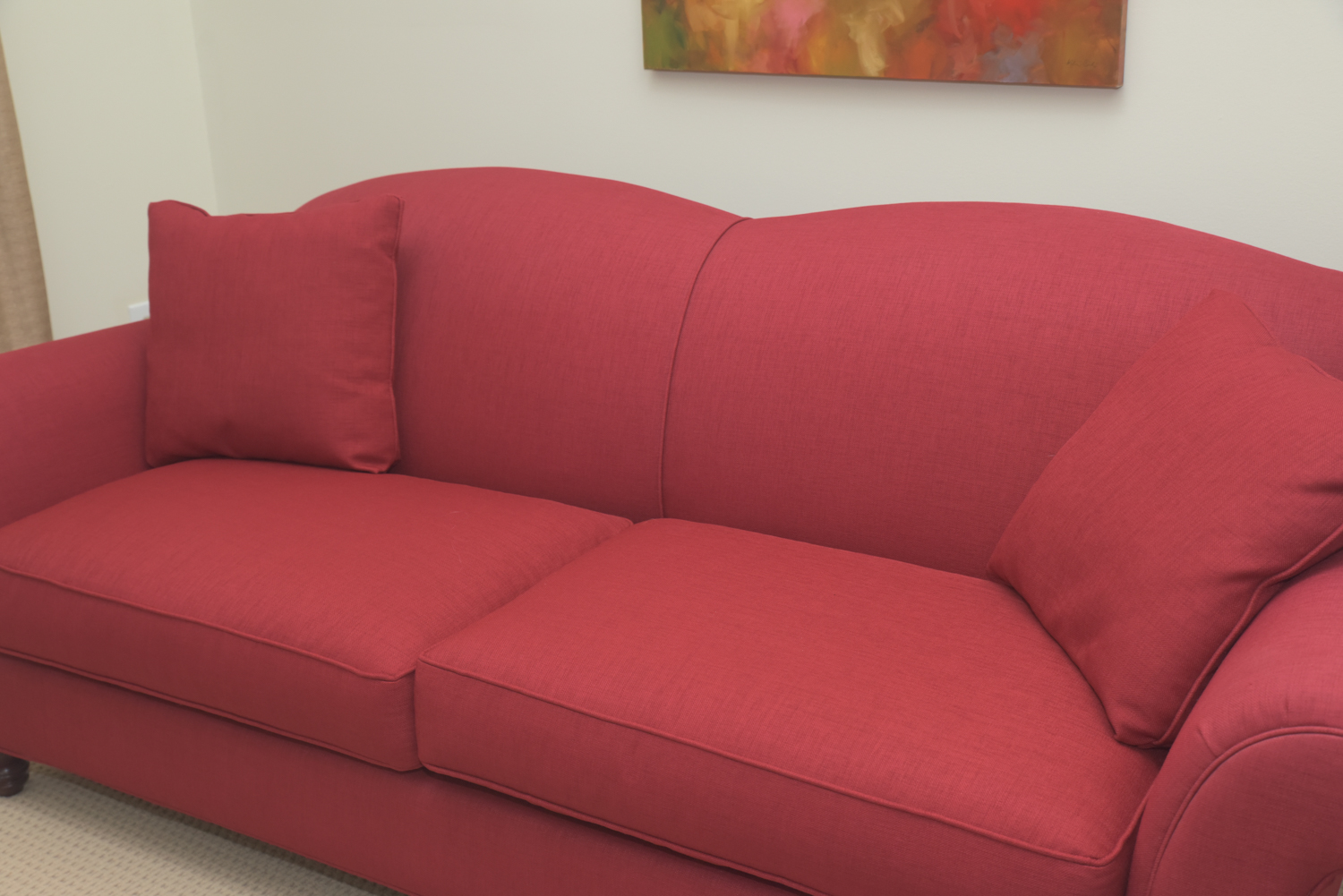 Arhaus Contemporary Red Upholstered Sofa
