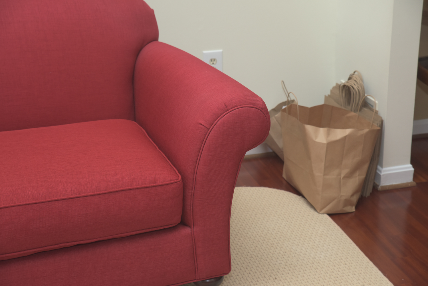 Arhaus Contemporary Red Upholstered Sofa