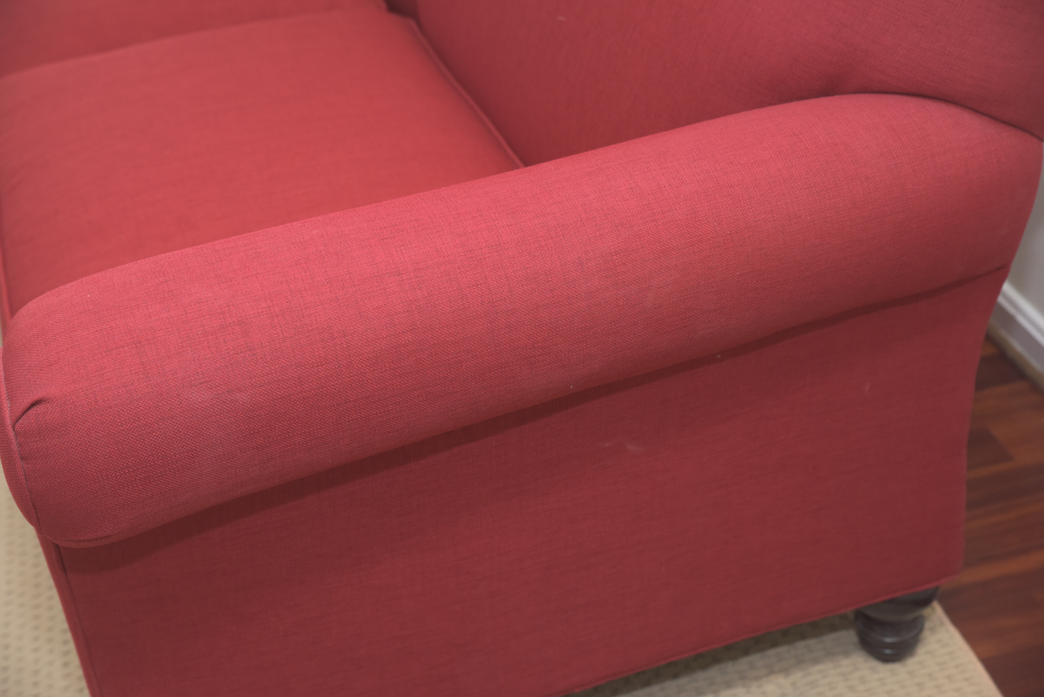 Arhaus Contemporary Red Upholstered Sofa