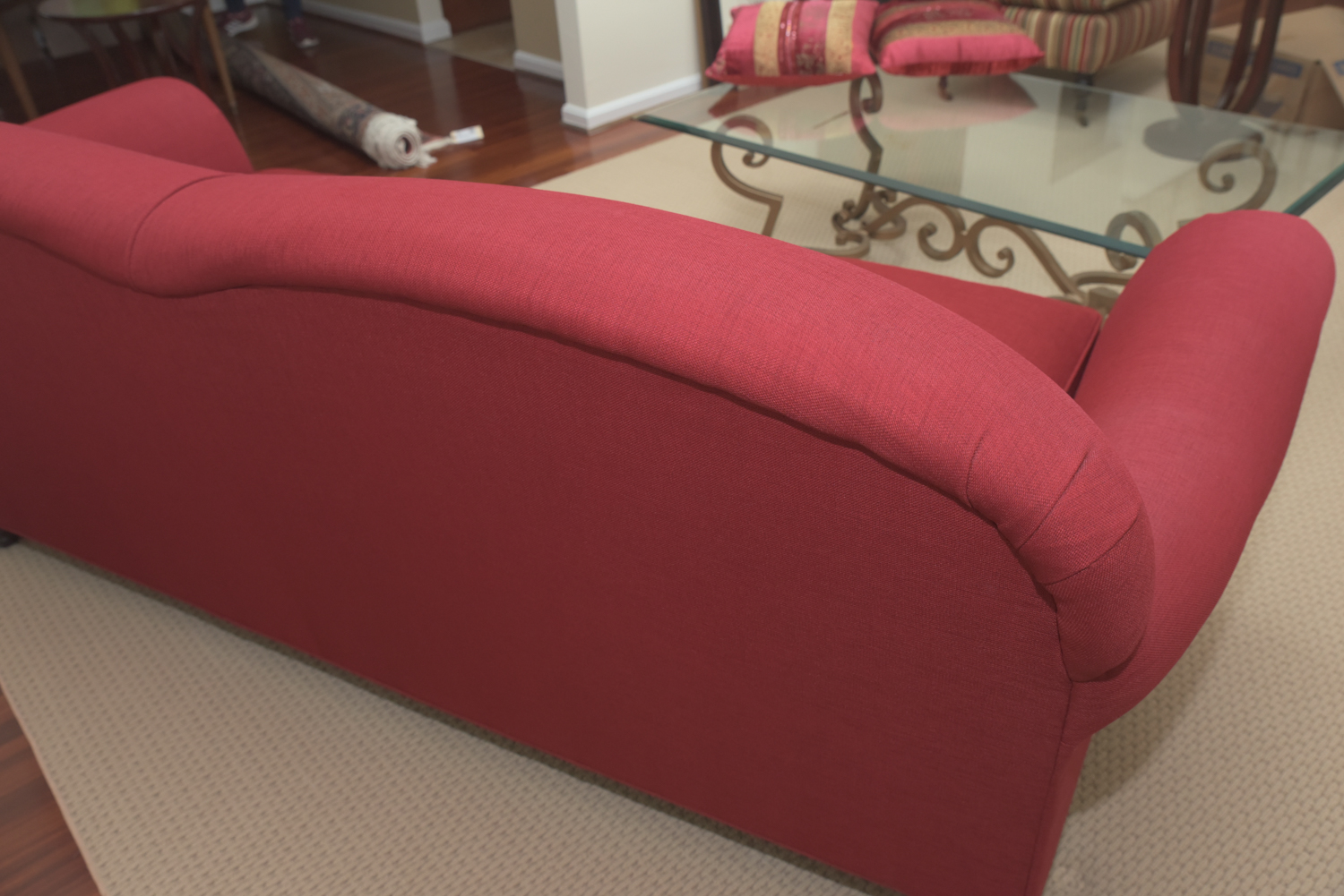 Arhaus Contemporary Red Upholstered Sofa