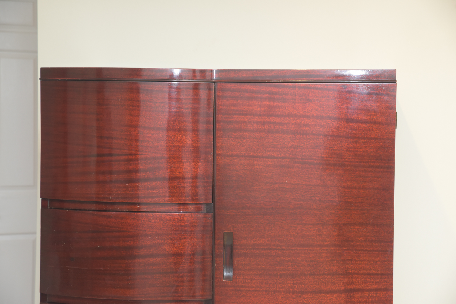 Vintage Art Deco Style Bow Front Wardrobe