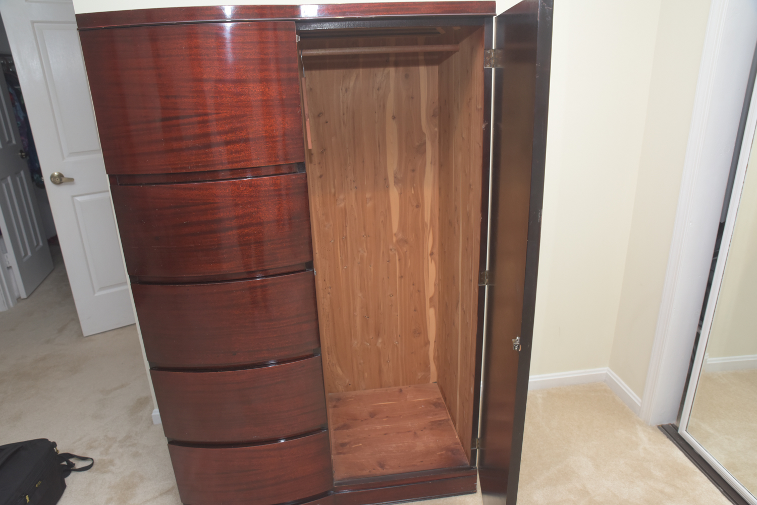 Vintage Art Deco Style Bow Front Wardrobe