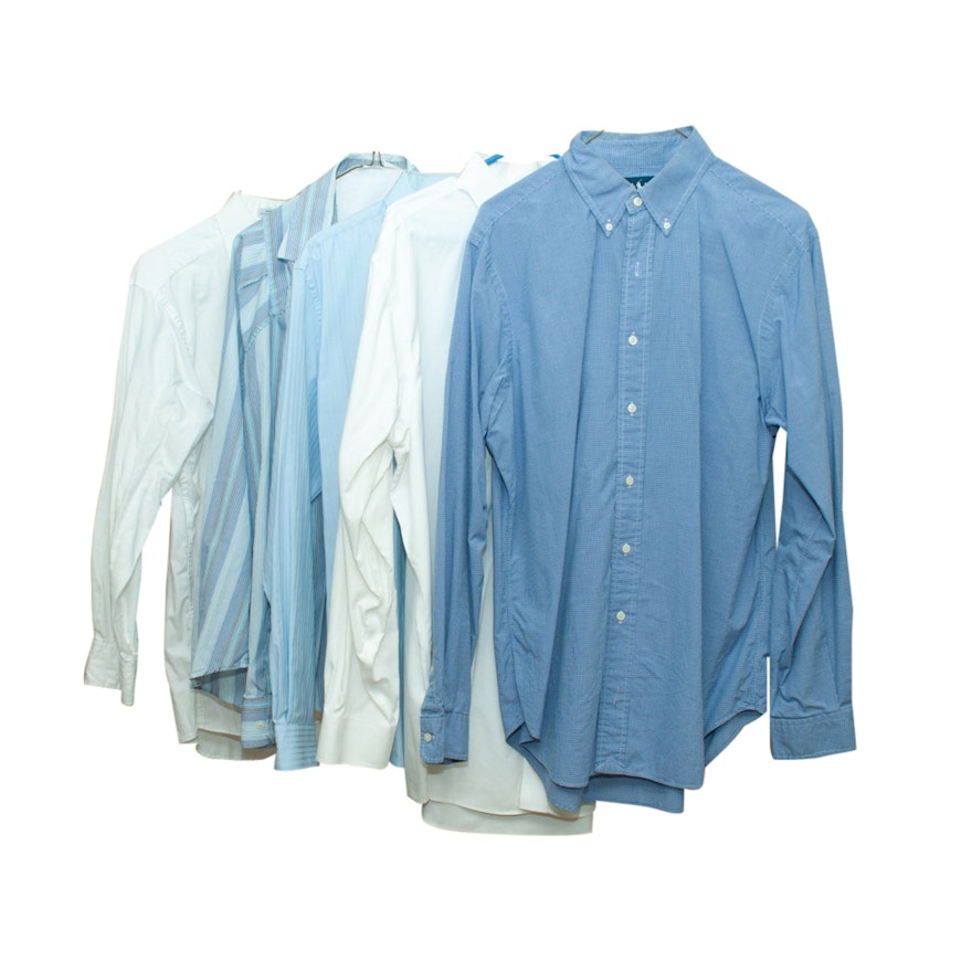 Men's Button-Front Dress Shirts Including Kenneth Cole and Brooks Brothers