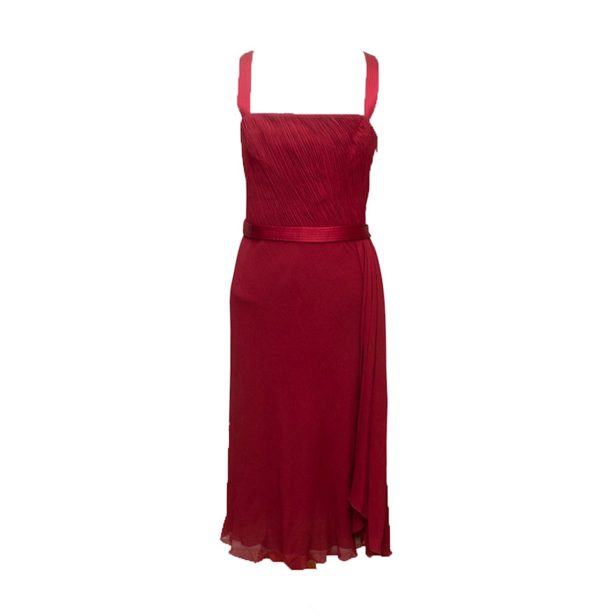 Armani Collezioni Red Silk Sleeveless Cocktail Dress