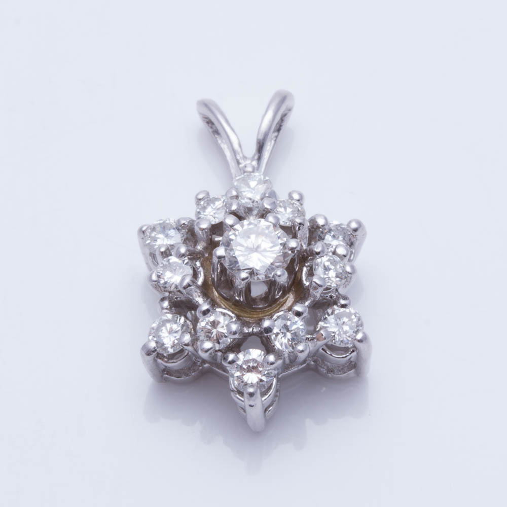 14K White Gold Diamond Pendant