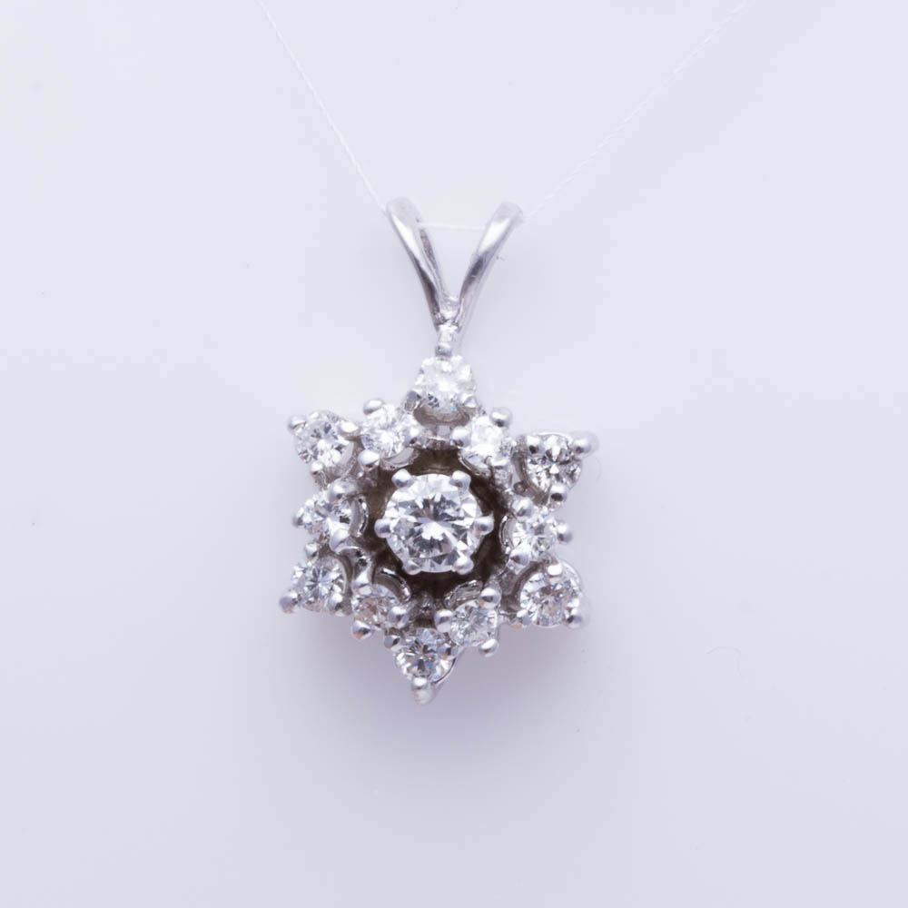 14K White Gold Diamond Pendant