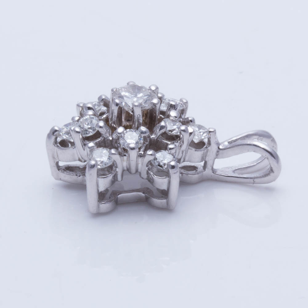 14K White Gold Diamond Pendant
