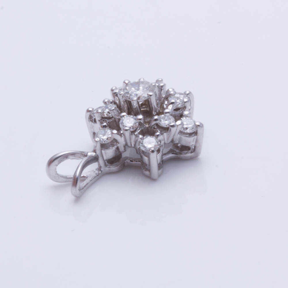 14K White Gold Diamond Pendant