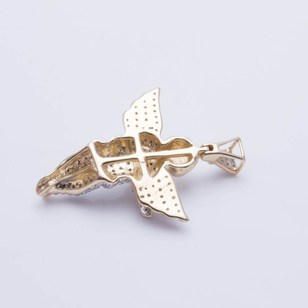 10K Yellow Gold Diamond Angel Pendant