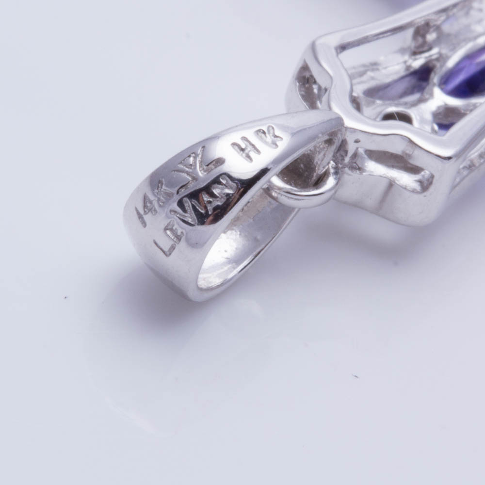 LeVian 14K White Gold Tanzanite and Diamond Cross Pendant