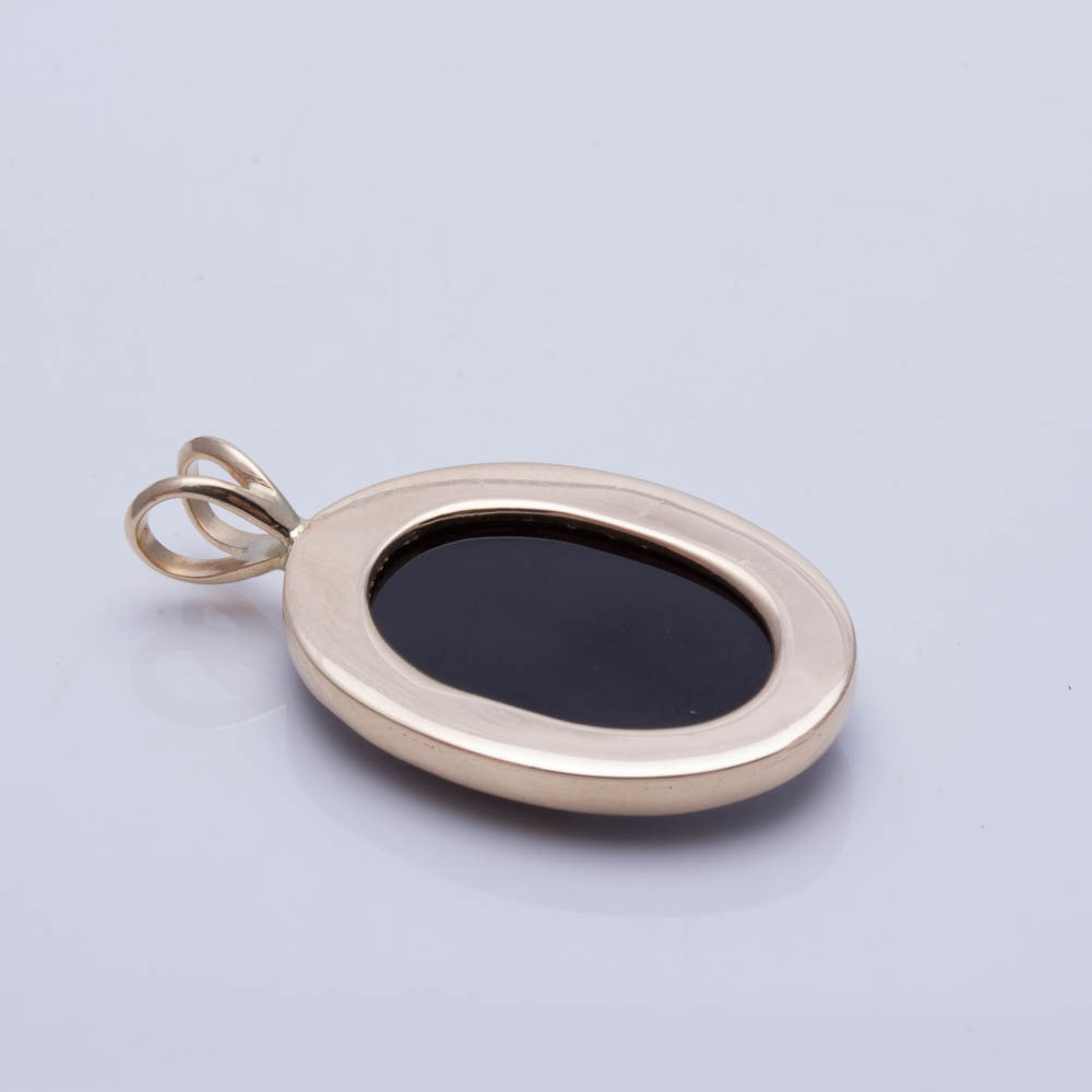14K Yellow Gold Opal and Black Onyx Cameo Pendant