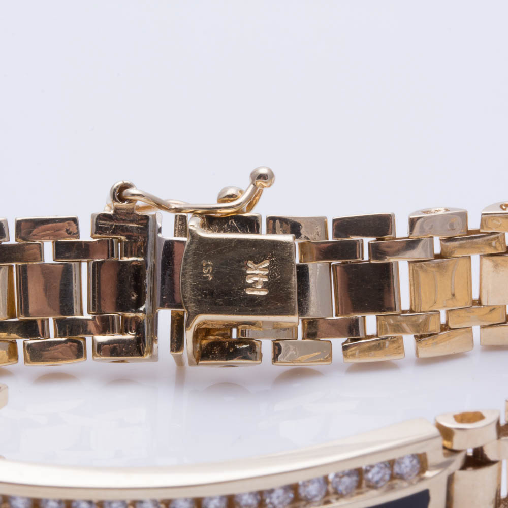 Diamond and Black Onyx Bracelet in 14K Yellow Gold