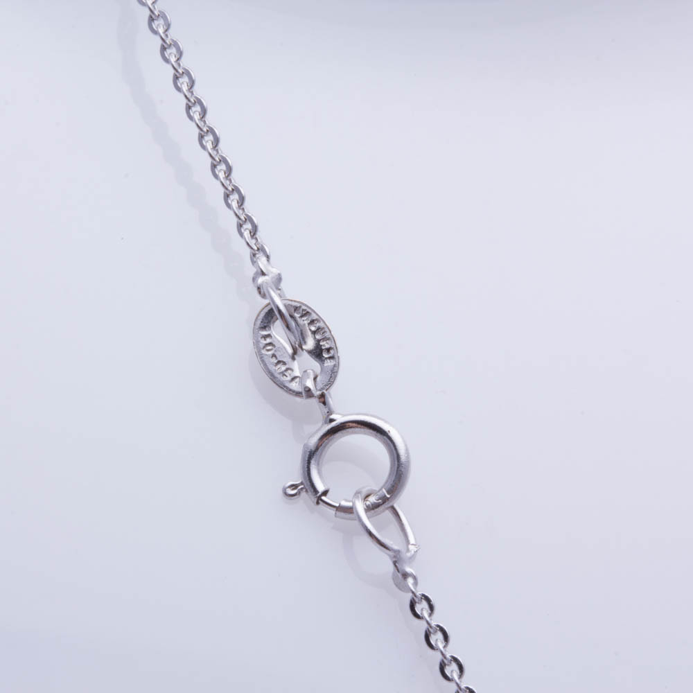 18K White Gold Imitation Ruby and Diamond Pendant Necklace